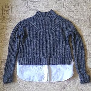 Farwest women's Sweater with false shirt hem. Size small.